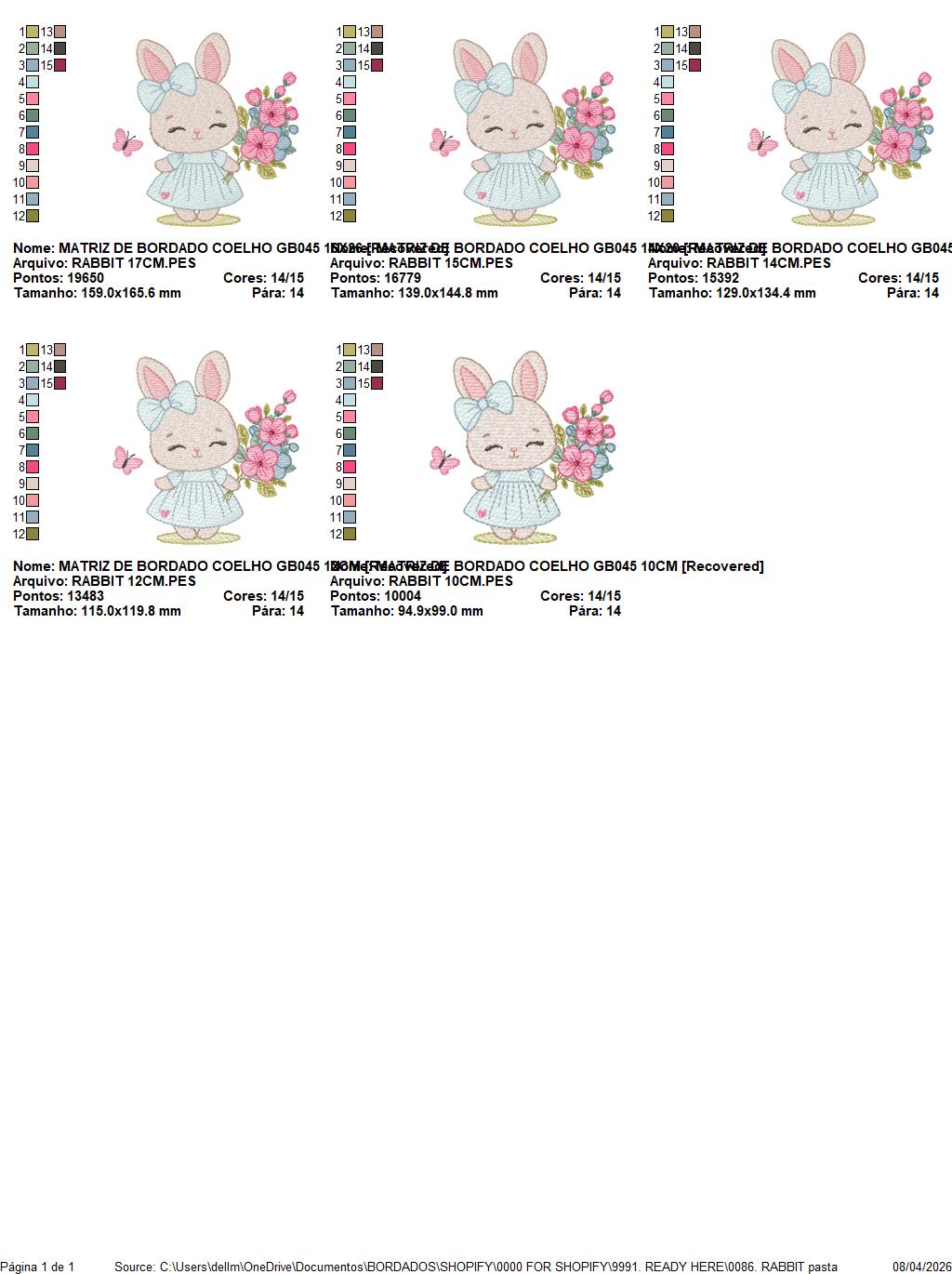 Female Bunny embroidery design - Rabbit with dress and flowers machine embroidery pattern - Baby girl file - Instant digital download - Marcia Embroidery