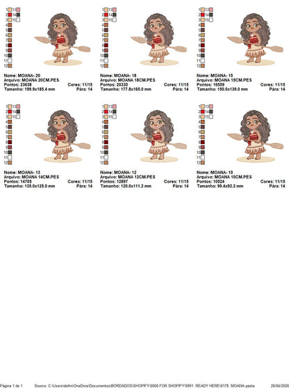 Moana embroidery designs - Disney Princess machine embroidery patterns - Baby girl file - Instant digital download pes jef dst exp hus vp3 (Copy) Marcia Embroidery