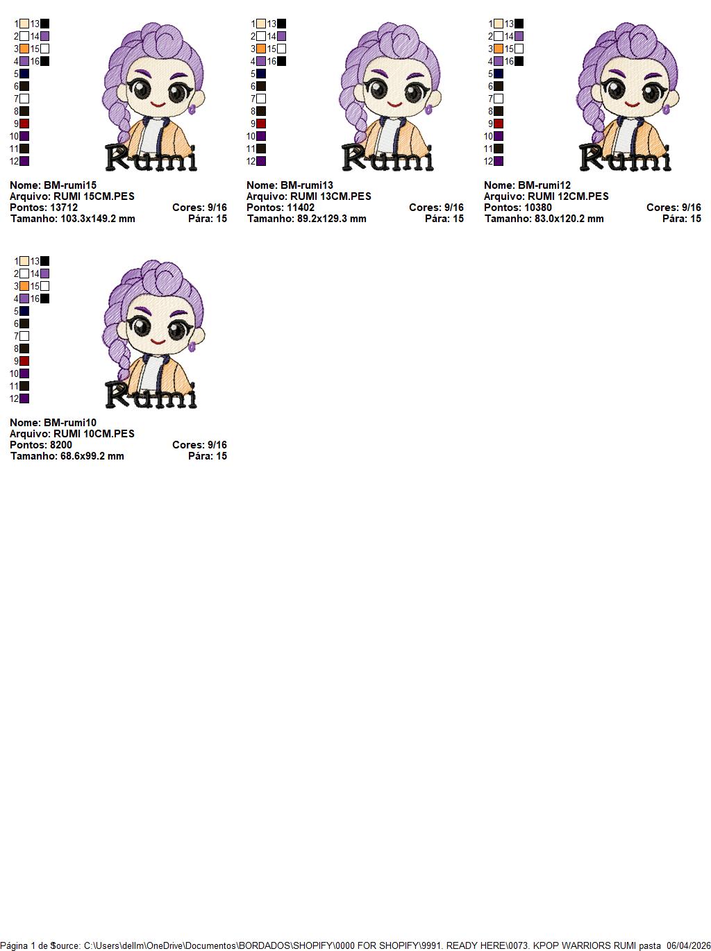 Rumi KPop Demon Hunters embroidery design - Kpop Warriors machine embroidery patterns - Baby girl file - Instant digital download (Copy) Marcia Embroidery