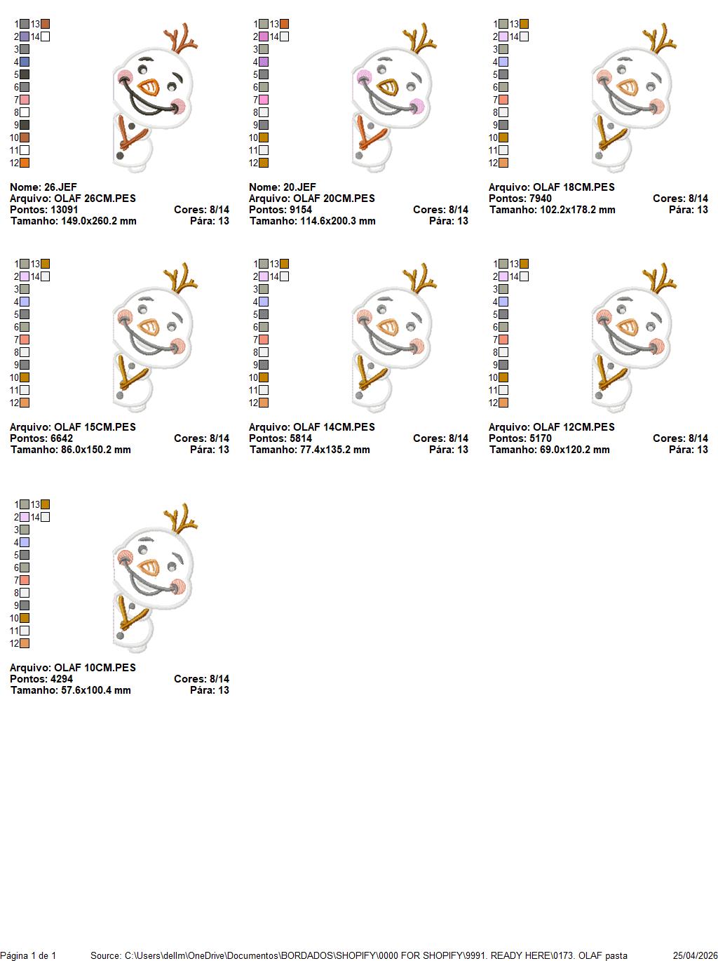 Olaf embroidery design machine embroidery pattern (Copy) Marcia Embroidery