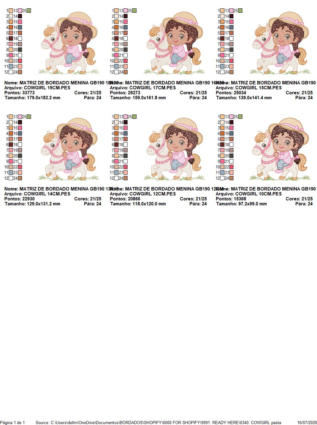 Cowgirl Embroidery Design – Baby girl Country Ranch Wrangler File (Instant Download)