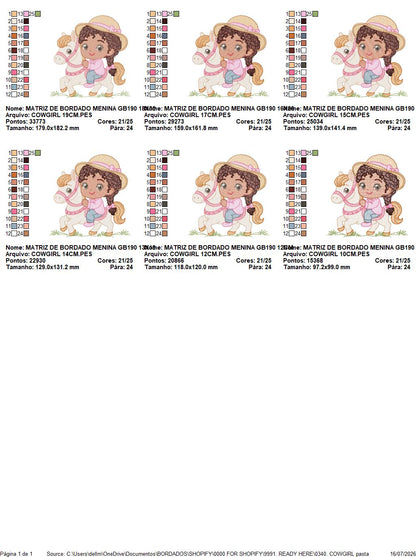 Cowgirl Embroidery Design – Baby girl Country Ranch Wrangler File (Instant Download)