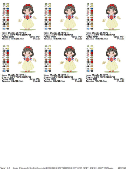 Snow White embroidery design - Disney Princess machine embroidery patterns - Instant digital download (Copy) Marcia Embroidery