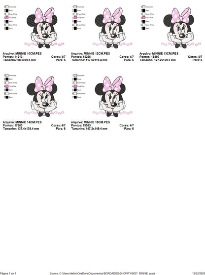 Minnie embroidery design machine embroidery pattern - Minnie Mouse machine embroidery pattern - Baby Girl file - Instant digital download pes jef dst hus vp3 - Marcia Embroidery