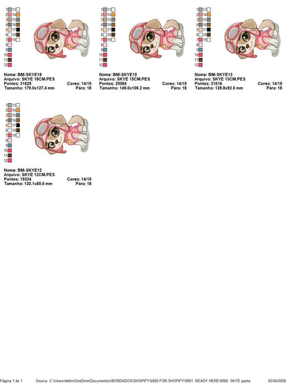 Paw Patrol embroidery designs - Dog Skye machine embroidery patterns - Baby Girl Boy file - Instant digital download - Zuma Chase Rubble Skye Marshall (Copy) Marcia Embroidery