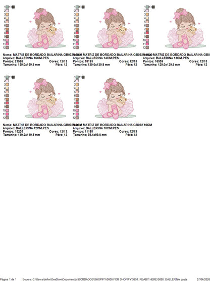 Long hair Ballerina embroidery designs - Ballet dancer machine embroidery pattern - Baby girl file - Instant download pes jef dst vp3 xxx (Copy) Marcia Embroidery