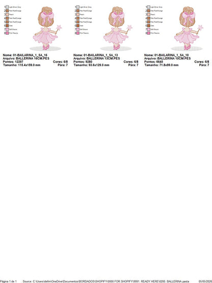 Ballerina embroidery designs - Ballet dancer machine embroidery pattern - Baby girl file - Instant download (Copy) Marcia Embroidery
