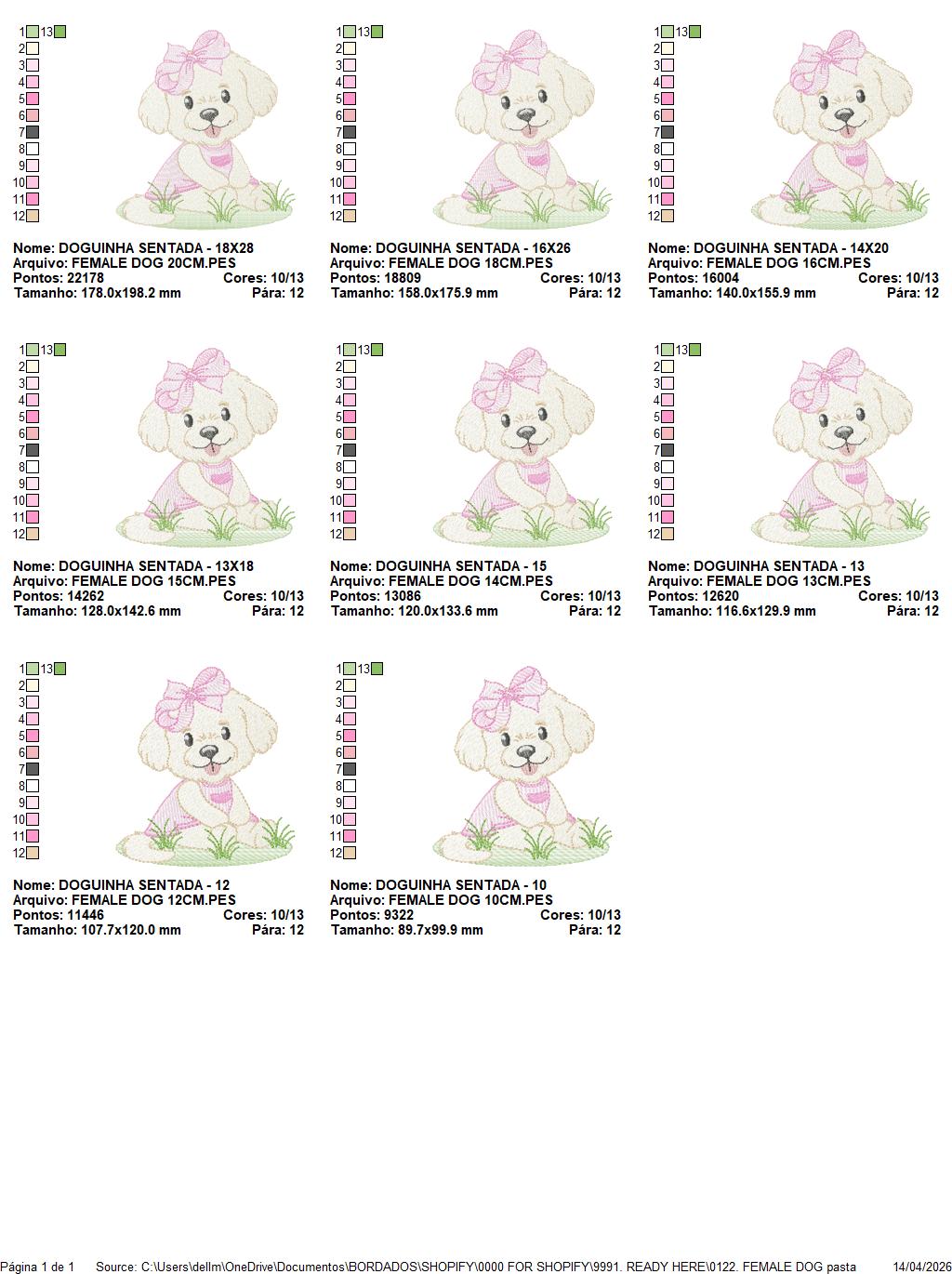Female Dog embroidery designs - Doggie embroidery design machine embroidery pattern - Puppy embroidery - Pet embroidery - instant download (Copy) Marcia Embroidery