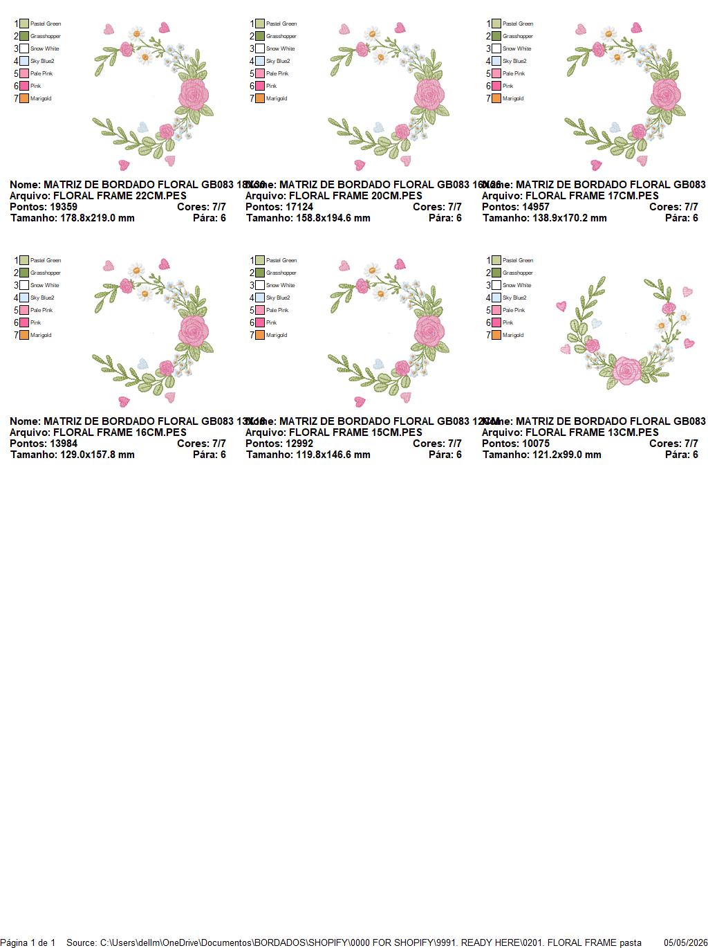 Monogram Floral Frame embroidery designs - Roses Frame machine embroidery pattern - Floral wreath garland file - Instant download pes jef (Copy) Marcia Embroidery