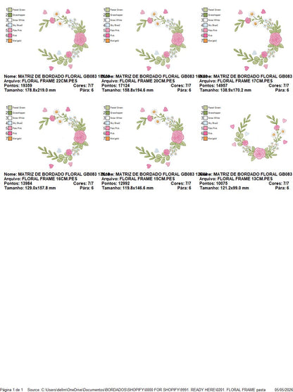 Monogram Floral Frame embroidery designs - Roses Frame machine embroidery pattern - Floral wreath garland file - Instant download pes jef (Copy) Marcia Embroidery