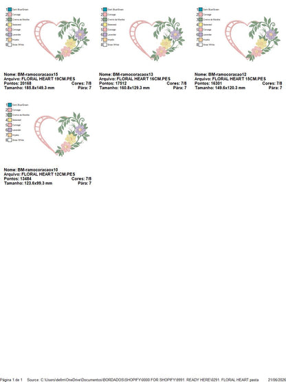 Floral heart embroidery design - Heart with flowers frame machine embroidery pattern - Baby girl file - Instant digital download pes jef (Copy) Marcia Embroidery