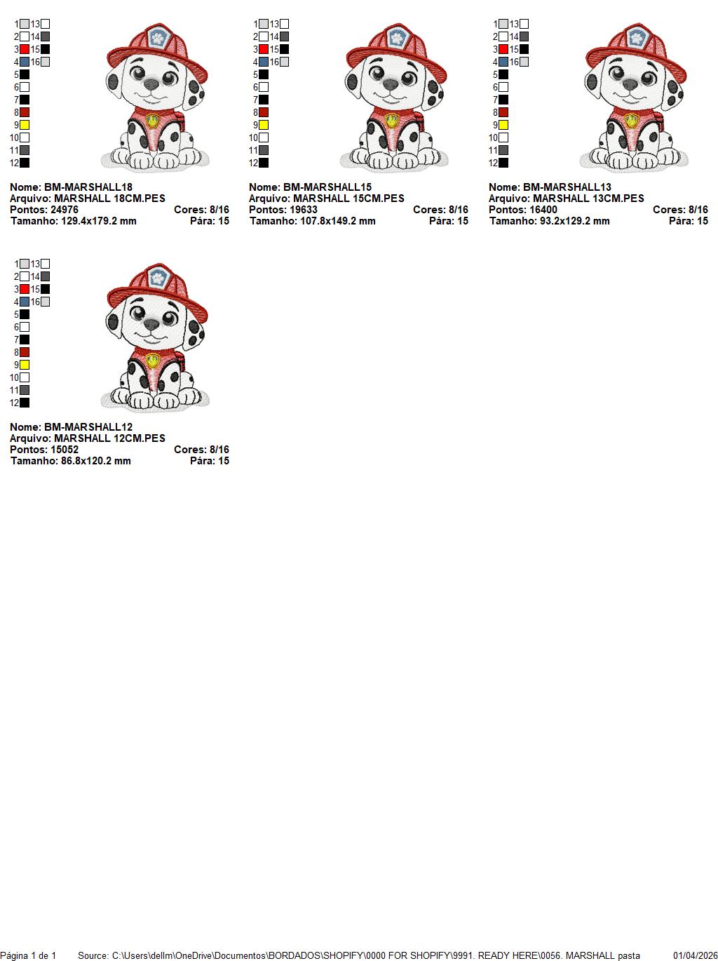 Paw Patrol embroidery designs - Dog Marshall machine embroidery patterns - Baby Girl Boy file - Instant digital download pes jef dst exp hus vp3 - Zuma Chase Rubble Skye Marshall Everest Ryder Rocky - Marcia Embroidery