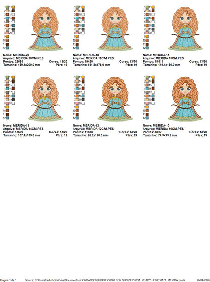 Brave Princess Merida embroidery designs - Disney Princess machine embroidery patterns - Baby girl boy file - Instant digital download pes jef dst exp hus vp3 (Copy) Marcia Embroidery