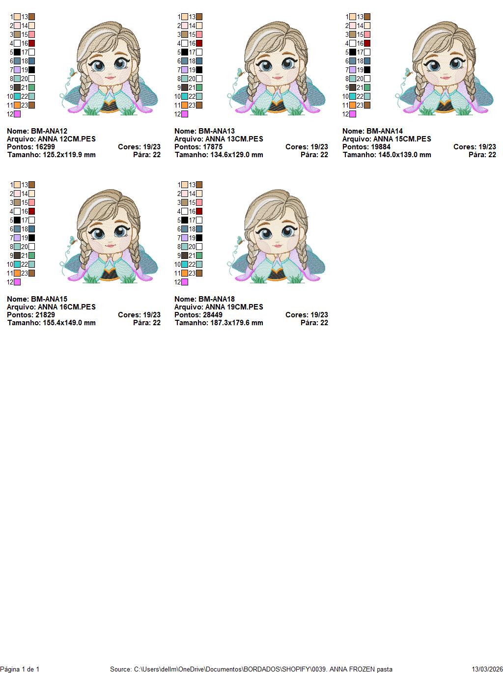 Princess Anna embroidery designs - Disney Princess machine embroidery pattern - Baby Girl Frozen Princess file - Instant digital download pes jef dst hus vp3 - Marcia Embroidery