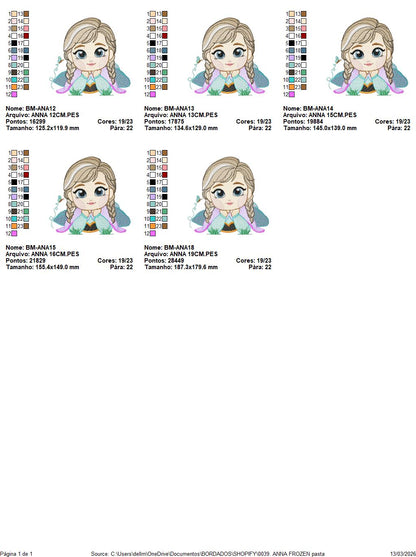 Princess Anna embroidery designs - Disney Princess machine embroidery pattern - Baby Girl Frozen Princess file - Instant digital download pes jef dst hus vp3 - Marcia Embroidery