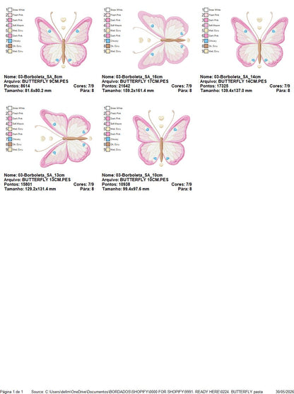 Butterfly embroidery design - Delicate butterfly with flowers machine embroidery pattern - Baby Girl file - Instant digital download pes (Copy) Marcia Embroidery