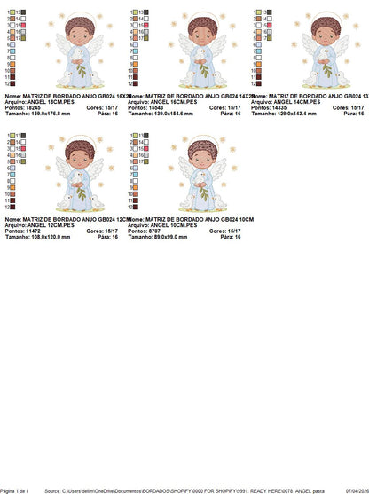 Angel embroidery designs - Angelic Baby Boy with doves machine embroidery pattern - Boy with wings and halo file - Instant download pes jef (Copy) Marcia Embroidery