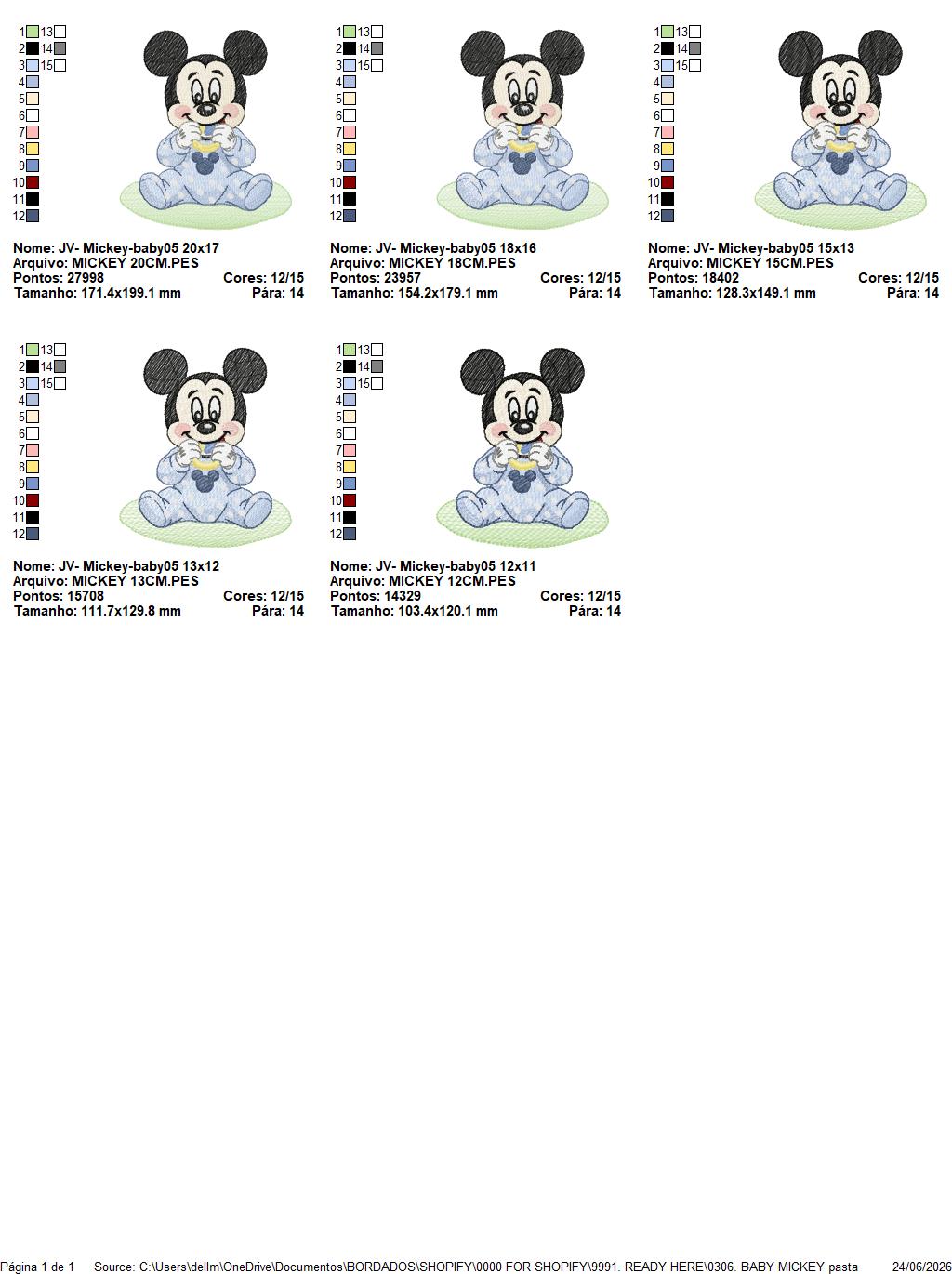 Baby Mickey embroidery design - Mickey Mouse machine embroidery pattern - Baby Boy file - Instant digital download pes jef dst