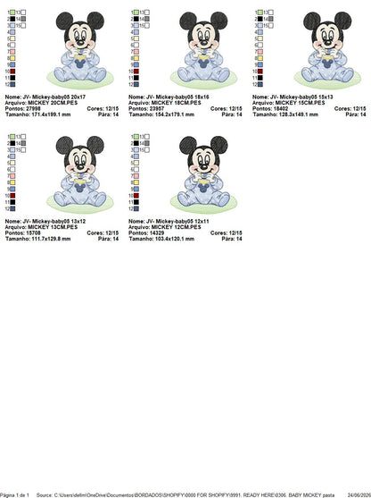 Baby Mickey embroidery design - Mickey Mouse machine embroidery pattern - Baby Boy file - Instant digital download pes jef dst