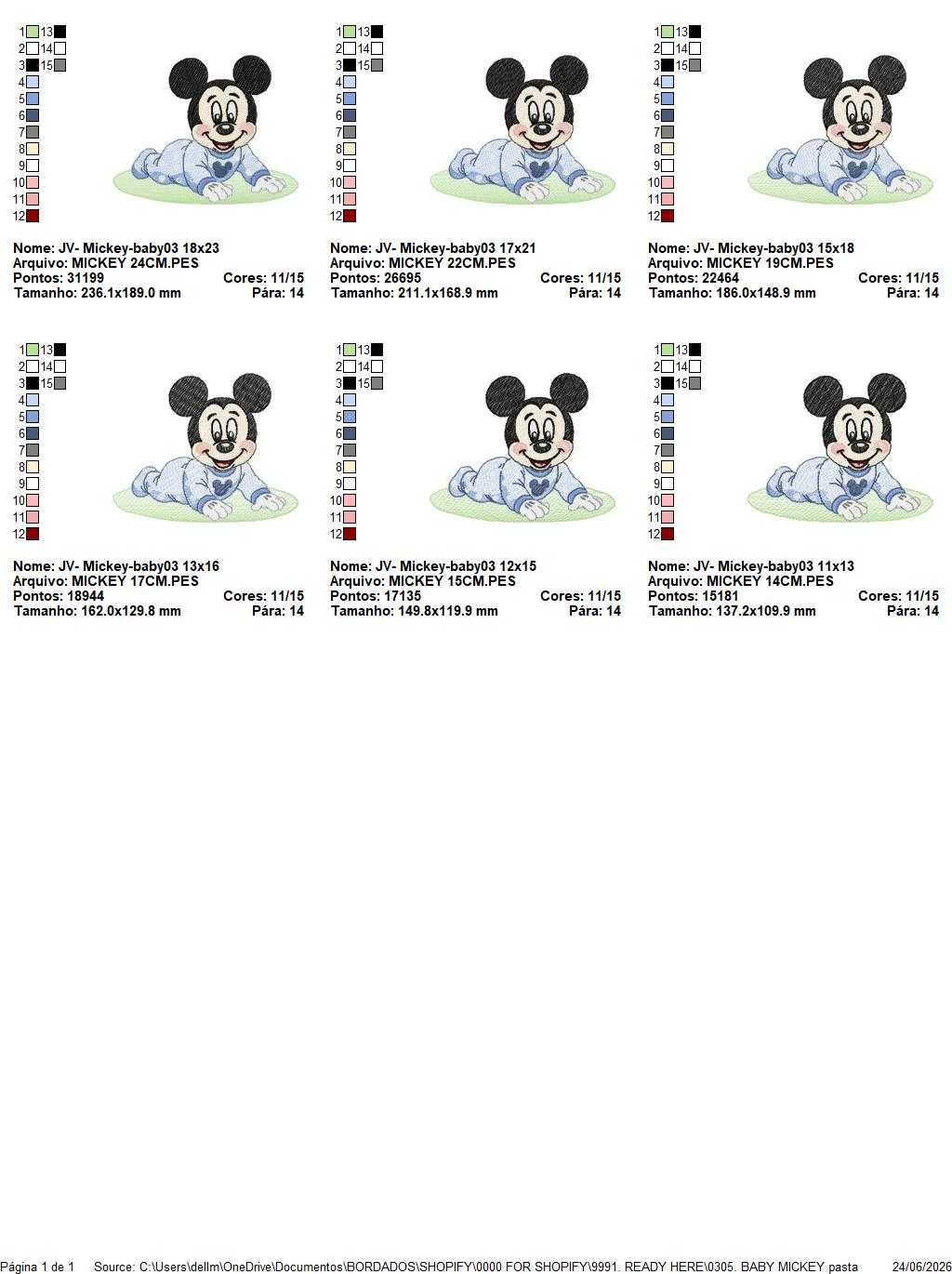 Baby Mickey embroidery design - Mickey Mouse machine embroidery pattern - Baby Boy file - Instant digital download pes jef dst