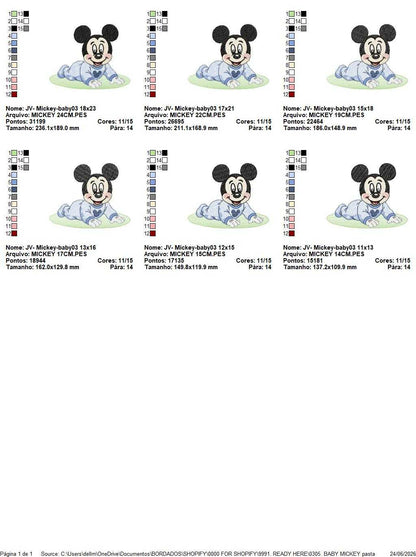 Baby Mickey embroidery design - Mickey Mouse machine embroidery pattern - Baby Boy file - Instant digital download pes jef dst