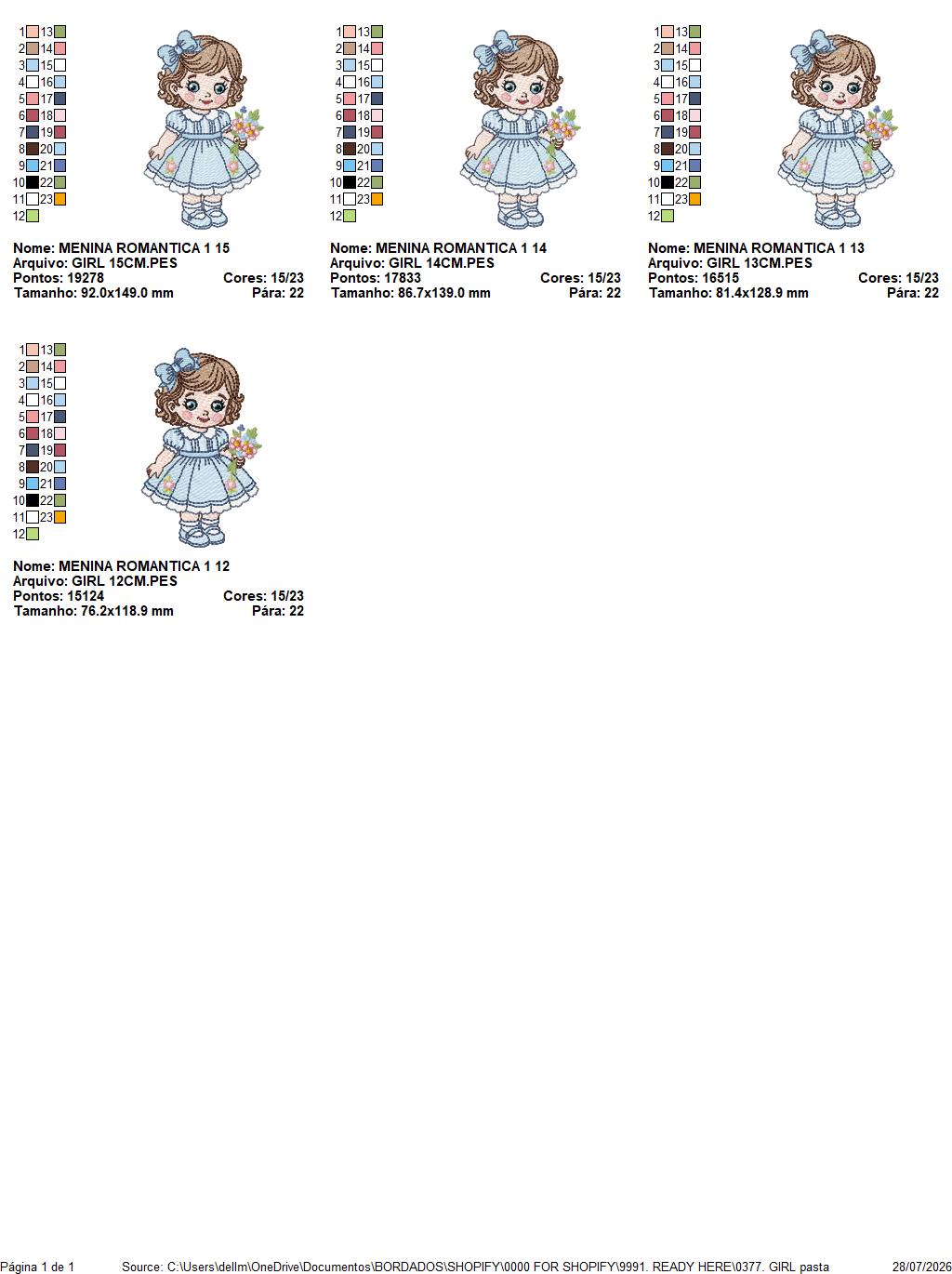 Baby Doll embroidery design - Girl with flowers and lace machine embroidery pattern - Princess embroidery file - Instant digital download pes jef