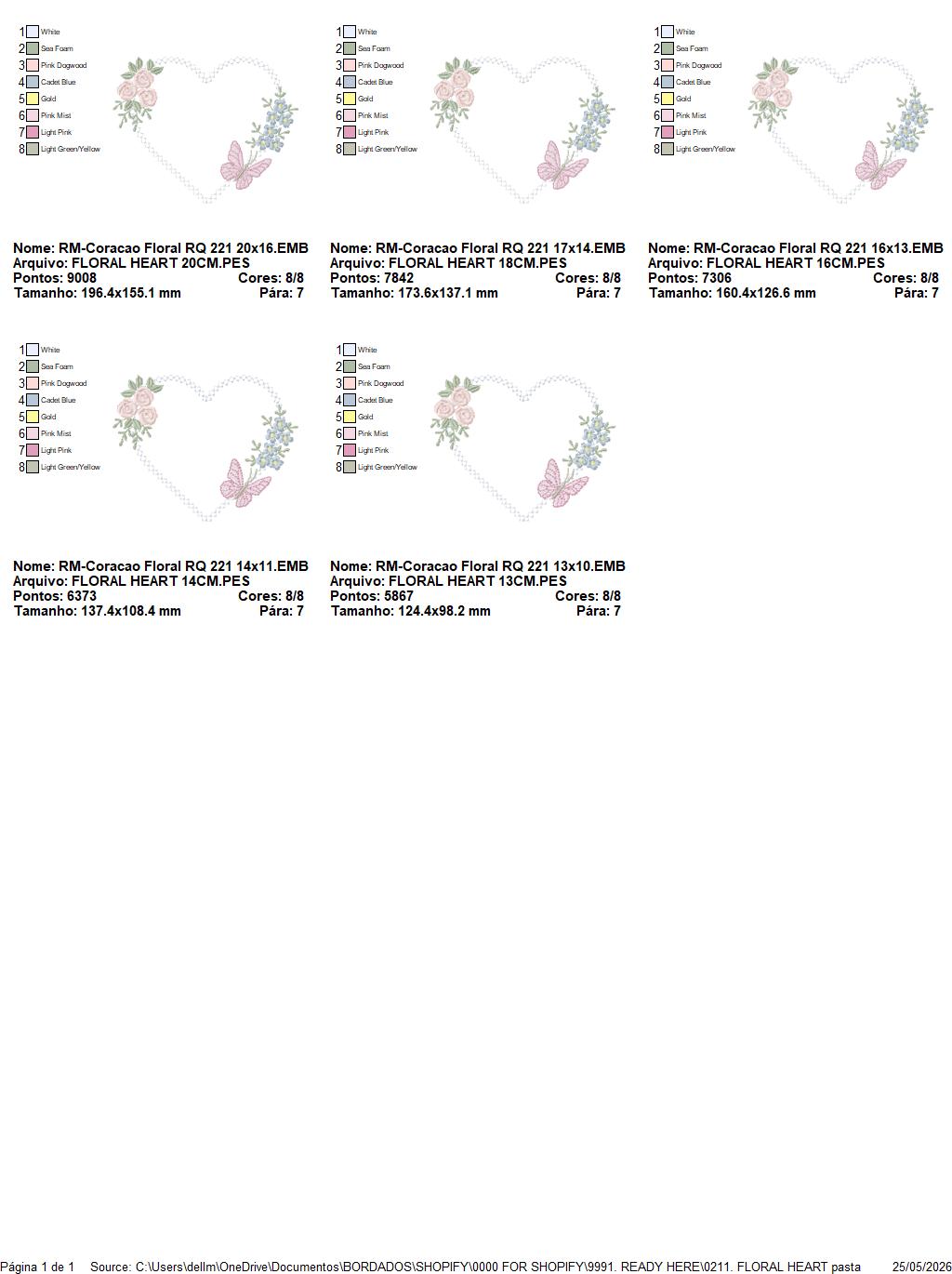 Heart with flowers embroidery designs - Floral heart frame machine embroidery pattern - Baby girl file - Instant digital download pes jef (Copy) (Copy) Marcia Embroidery