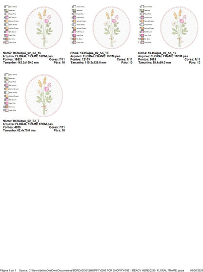 Floral frame embroidery designs - Flower and Butterfly machine embroidery pattern - Floral bouquet Kitchen Towel - Instant digital download pes jef (Copy) Marcia Embroidery