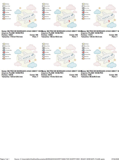 Plane embroidery designs - Airplane with clouds and stars machine embroidery pattern - Vehicle Sky Baby boy file - Instant download pes jef (Copy) Marcia Embroidery