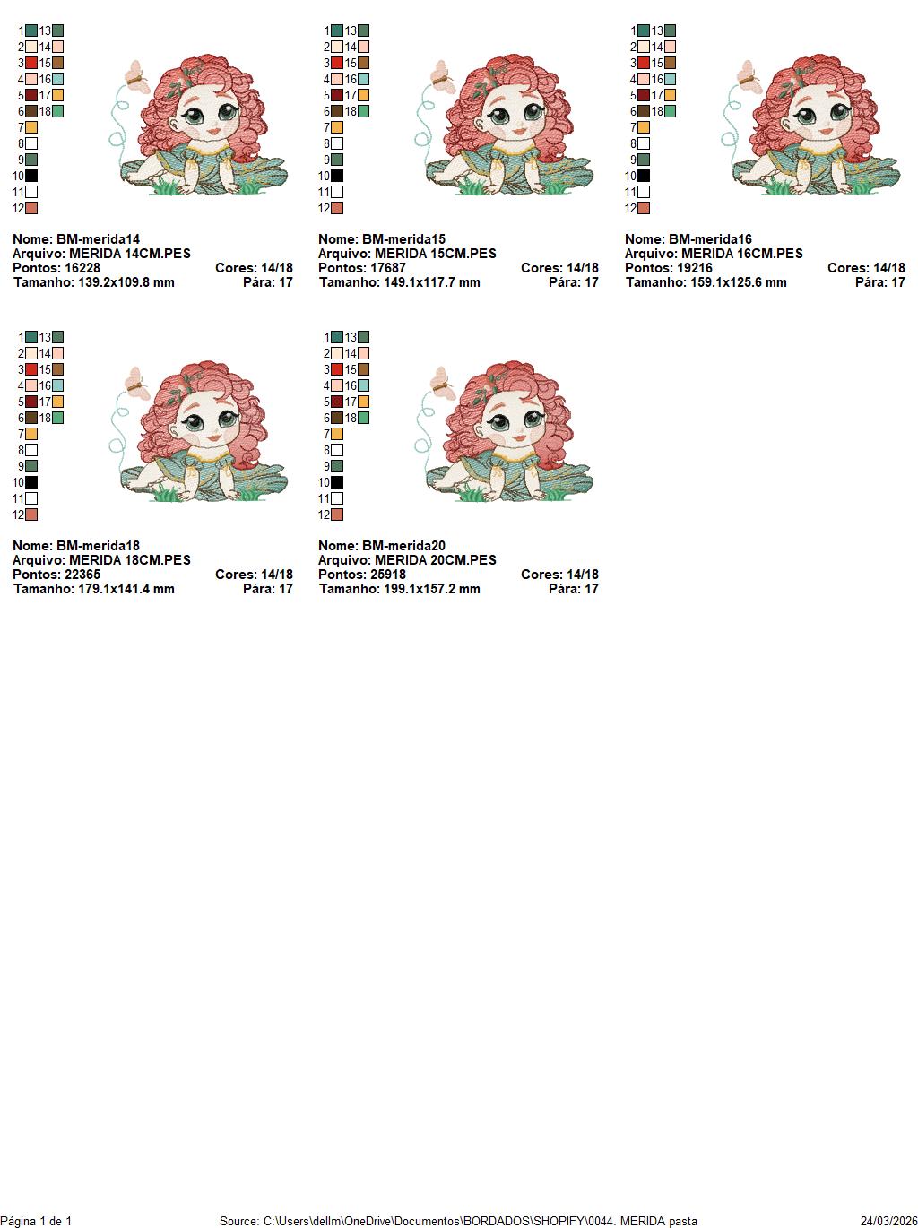 Brave Princess Merida embroidery designs - Disney Princess machine embroidery patterns - Baby girl boy file - Instant digital download pes jef dst exp hus vp3 - Marcia Embroidery