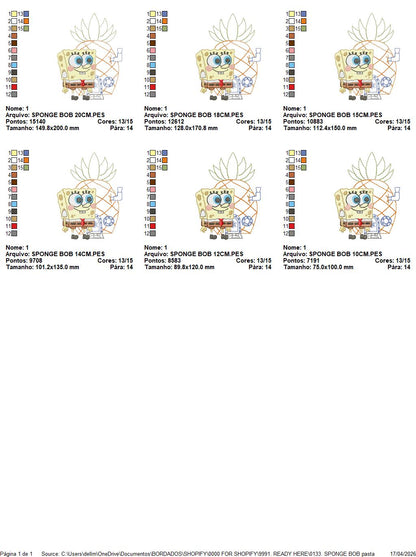 SPONGE BOB embroidery designs - SPONGE BOB embroidery design machine embroidery pattern - Puppy embroidery file - instant download pes (Copy) Marcia Embroidery
