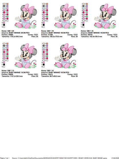 Minnie embroidery design - Minnie Mouse machine embroidery pattern - Baby Girl file - Instant digital download (Copy) Marcia Embroidery