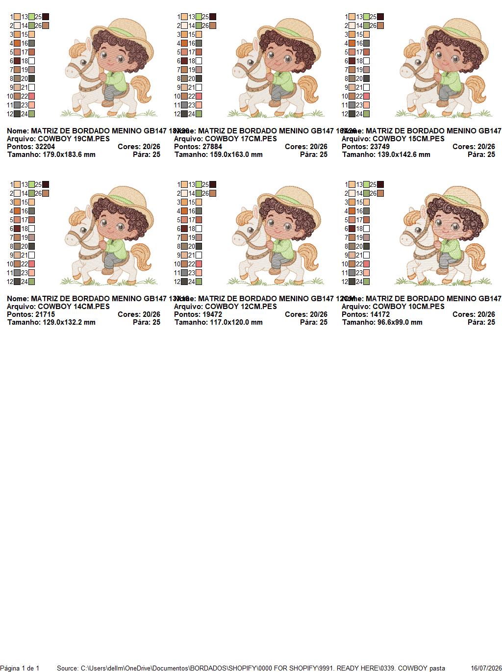 Cowboy Embroidery Design – Baby Boy Country Ranch Wrangler File (Instant Download)
