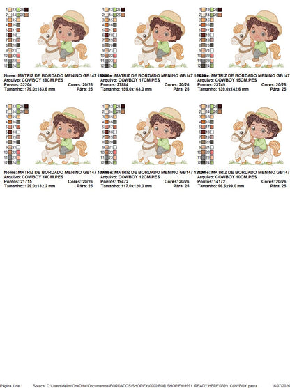 Cowboy Embroidery Design – Baby Boy Country Ranch Wrangler File (Instant Download)