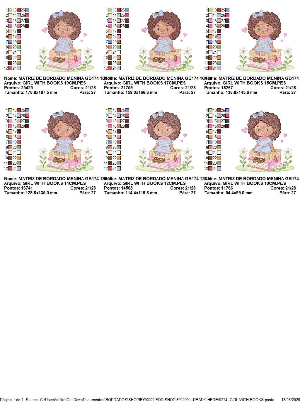 Baby girl with books embroidery design - Curly Black Hair Girl with flowers machine embroidery pattern - Princess embroidery - Instant digital download pes jef dst