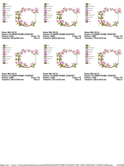 Floral Monogram frame embroidery design - Flower and Butterfly machine embroidery pattern - Floral Kitchen Towel - Instant digital download pes jef