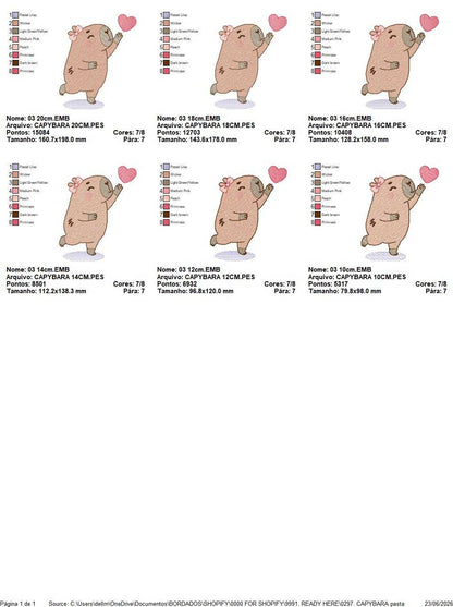 Capybara embroidery designs - Water river animal machine embroidery pattern - Baby boy big guinea pig with bow tie file - Instant download (Copy) Marcia Embroidery