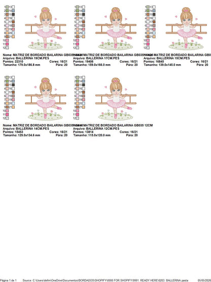 Ballerina embroidery design - Ballet dancer machine embroidery pattern - Baby girl file - Instant download pes jef Marcia Embroidery