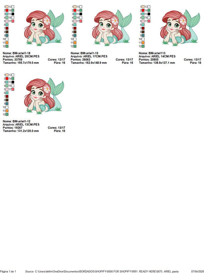 Ariel embroidery design - Disney Princess machine embroidery patterns - Baby Girl Mermaid design - Instant digital download (Copy) Marcia Embroidery
