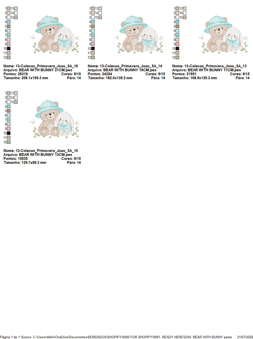 Teddy Bear embroidery designs - Baby boy Bear with rabbit machine pattern - Cute Teddy Bear with blue hat