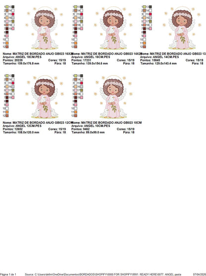 Angel embroidery designs - Angelic Baby girl with doves machine embroidery pattern - Girl with wings and halo file - Instant download pes (Copy) Marcia Embroidery
