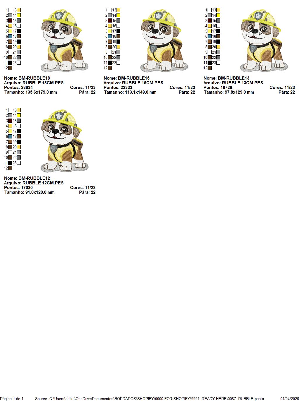 Paw Patrol embroidery designs - Dog Rubble machine embroidery patterns - Baby Girl Boy file - Instant digital download pes jef dst exp hus vp3 - Zuma Chase Rubble Skye Marshall Everest Ryder Rocky - Marcia Embroidery