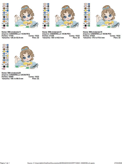 Cinderella embroidery designs - Disney Princess machine embroidery patterns - Baby Girl file - Instant digital download Marcia Embroidery