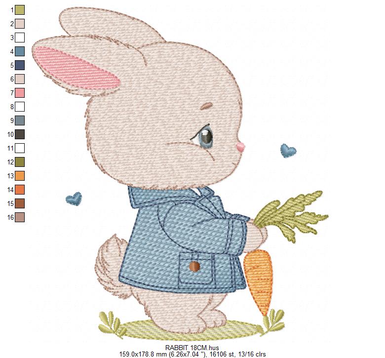 Male Bunny embroidery design - Rabbit with blue bow tie machine embroidery pattern - Baby Boy Easter Bunny file - Instant digital download pes jef dst hus vp3 (Copy) Marcia Embroidery
