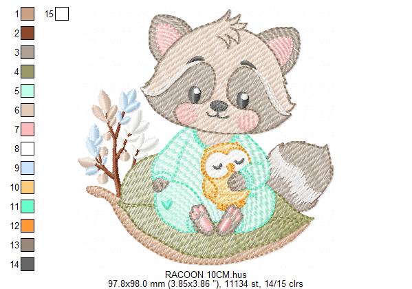 Raccoon embroidery designs - Woodland Forest Animal embroidery design machine embroidery pattern - Raccoon with mushrooms - Instant download (Copy) Marcia Embroidery