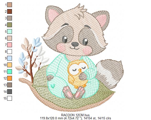 Raccoon embroidery designs - Woodland Forest Animal embroidery design machine embroidery pattern - Raccoon with mushrooms - Instant download (Copy) Marcia Embroidery