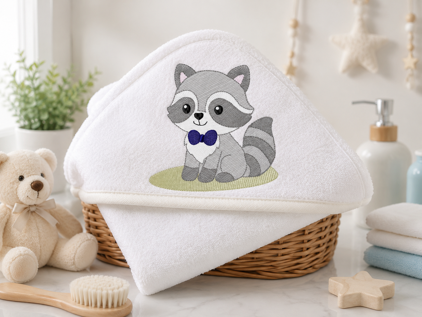 Baby Boy Racoon embroidery designs - Woodland Forest Animal machine embroidery pattern - Raccoon with flowers - Instant download
