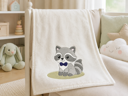 Baby Boy Racoon embroidery designs - Woodland Forest Animal machine embroidery pattern - Raccoon with flowers - Instant download