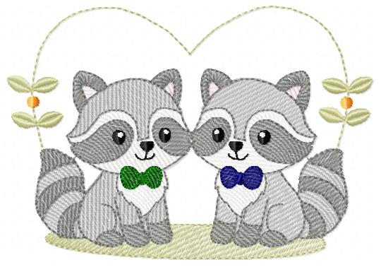 Boys Racoons embroidery designs - Woodland Forest Animal embroidery design machine embroidery pattern - Raccoon Brothers - Instant download (Copy)