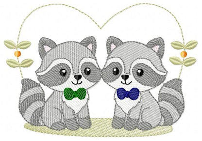 Boys Racoons embroidery designs - Woodland Forest Animal embroidery design machine embroidery pattern - Raccoon Brothers - Instant download (Copy)